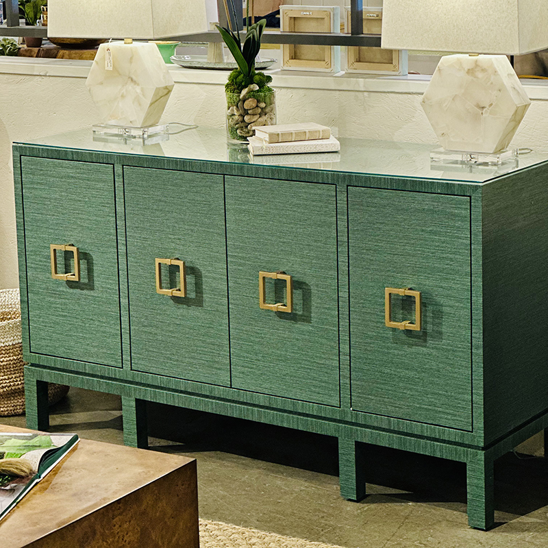 GREEN LINEN CREDENZA GREEN LINEN CREDENZA